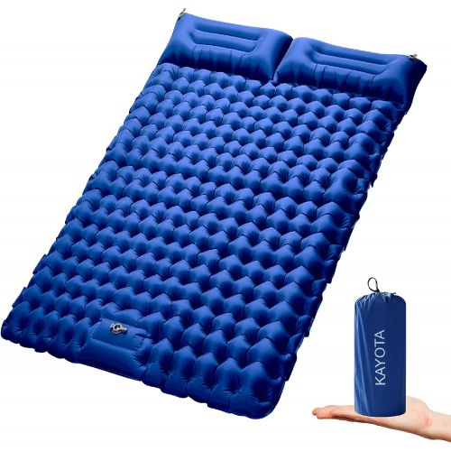  KAYOTA Double Sleeping Pad for Camping Inflatable 2 Person Sleeping Mat with Built-in Pump, Foot Press Ultralight Extra Thick Camping Mat with Pillow for Backpacking, Traveling, Hiking, D