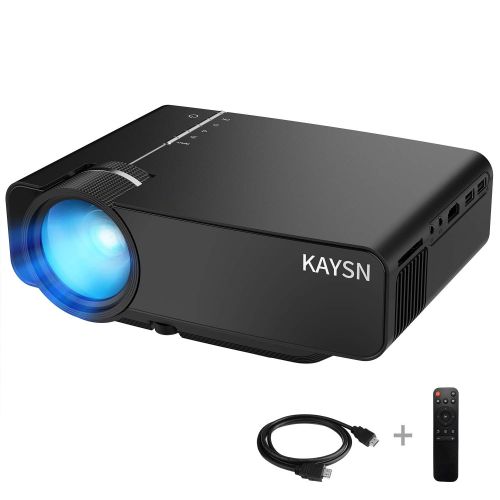  KAYSN Mini Projector,Supports 200-inch and 1080P Video Projectors,Kaysn 50000 Hours Multimedia Home Theater Movie Projector,Compatible with Fire TV Stick,HDMI,VGA,TF, AV,USB,Laptop and S