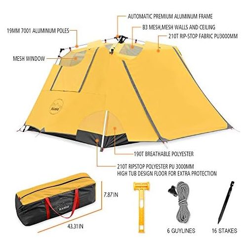  KAZOO Family Camping Tent Large Waterproof Pop Up Tents 4/6/8 Person Room Cabin Tent Instant Setup with Sun Shade Automatic Aluminum Pole