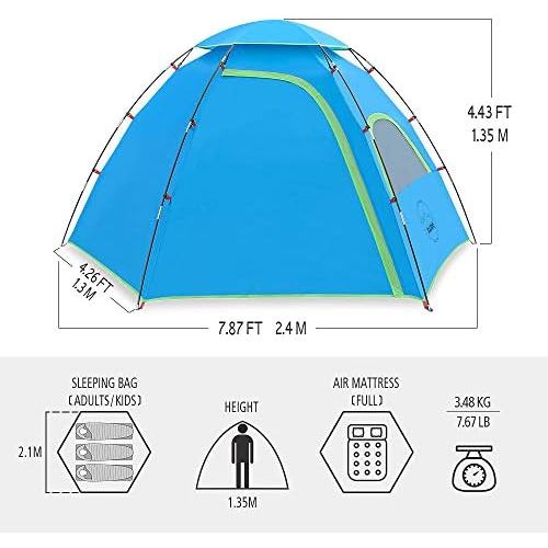  KAZOO Outdoor Camping Tent 2/4 Person Waterproof Camping Tents Easy Setup Two/Four Man Tent Sun Shade 2/3/4 People