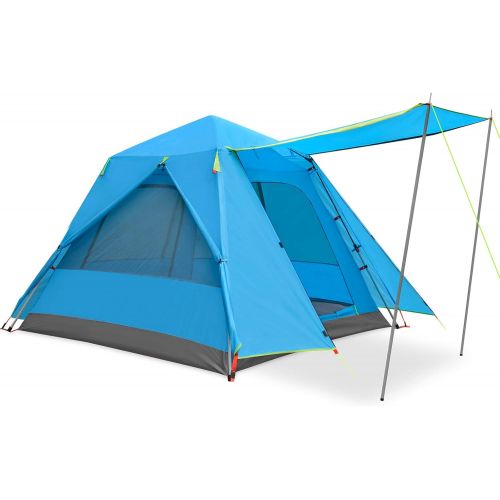  KAZOO Family Camping Tent Large Waterproof Pop Up Tents 3/4 Person Room Cabin Tent Instant Setup with Sun Shade Automatic Aluminum Pole