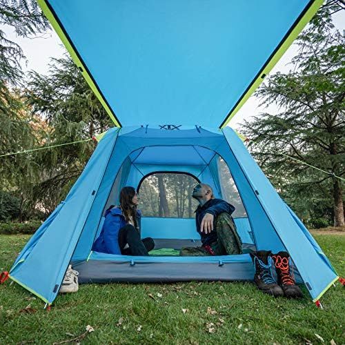  KAZOO Family Camping Tent Large Waterproof Pop Up Tents 3/4 Person Room Cabin Tent Instant Setup with Sun Shade Automatic Aluminum Pole