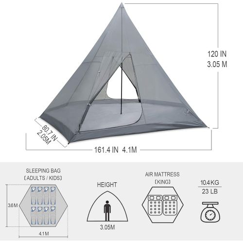  KAZOO Family Camping Tent Large Waterproof Tipi Tents 8 Person Room Teepee Tent Instant Setup Double Layer