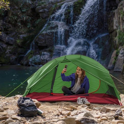  KAZOO Waterproof Backpacking Tent Ultralight 1 Person Lightweight Camping Tents 1 People Hiking Tents Aluminum Frame Double Layer (Eco-Friendly Fabric)