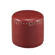 K&B Furniture Faux Leather Round Ottoman