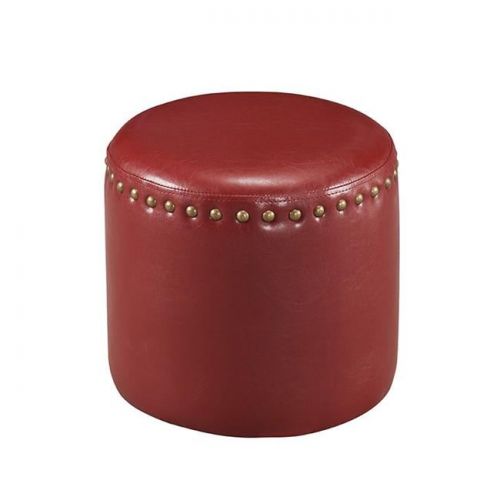  K&B Furniture Faux Leather Round Ottoman