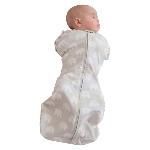  KB Designs Woombie Small Hybrid 4-Stage Swaddle, Sleepy Elephant, Grey, 0-3 M