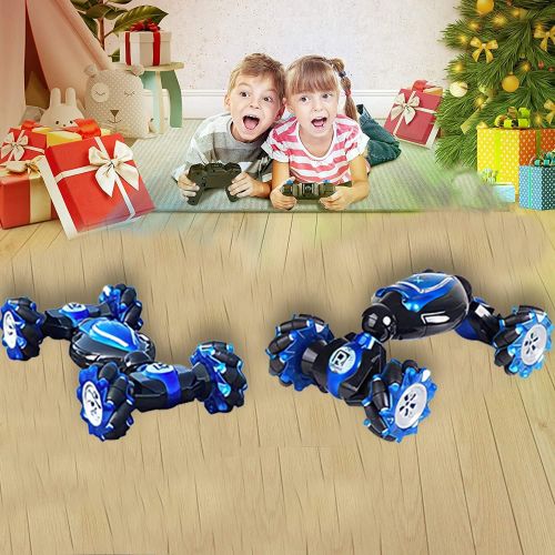  KB KAIBO RC Cars, 1:12 Scale Large Gesture RC Car, 4WD 2.4G 25KM/H Fast Hand Controlled RC Car, All Terrains Double Sides Rotating Remote Control Car for Boys 4-12 with 2 Batteries Cool Lig