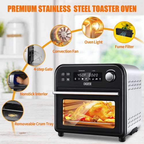  KBS 8-In-1 Toaster Oven Air Fryer, 6-Slice Compact Convection Oven Countertop with 6 Rapid Quartz Heaters, Air Fry,Grill,Roast,Broil,Bake, Black Stainless Steel Dehydrator,Smart Screen