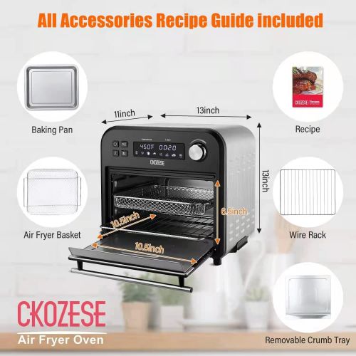  KBS 8-In-1 Toaster Oven Air Fryer, 6-Slice Compact Convection Oven Countertop with 6 Rapid Quartz Heaters, Air Fry,Grill,Roast,Broil,Bake, Black Stainless Steel Dehydrator,Smart Screen