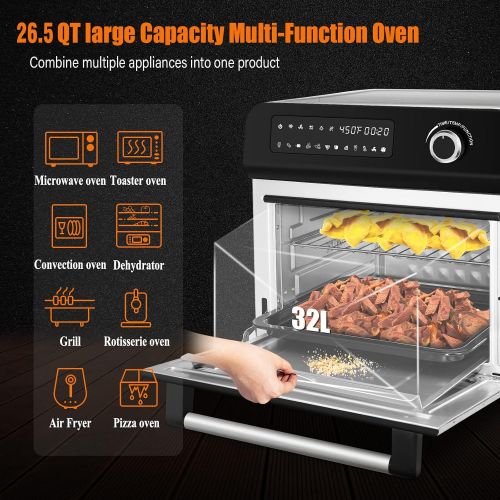  [아마존베스트]KBS CKOZESE 1700W 10-in-1 Toaster Oven Air Fryer Combo Stainless Steel Dehydrator/Toast/Bake/Broil/Roast, 2 Level Fans Speed&60 Min Timer, 23Qt XL Digital Convection Oven, 7 Accessorie