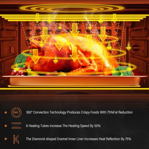  [아마존베스트]KBS CKOZESE 1700W 10-in-1 Toaster Oven Air Fryer Combo Stainless Steel Dehydrator/Toast/Bake/Broil/Roast, 2 Level Fans Speed&60 Min Timer, 23Qt XL Digital Convection Oven, 7 Accessorie