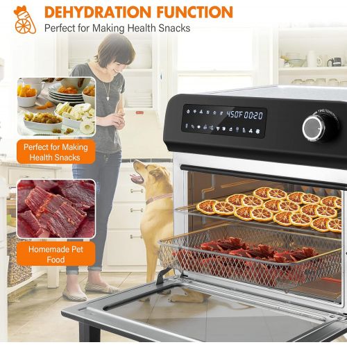  [아마존베스트]KBS CKOZESE 1700W 10-in-1 Toaster Oven Air Fryer Combo Stainless Steel Dehydrator/Toast/Bake/Broil/Roast, 2 Level Fans Speed&60 Min Timer, 23Qt XL Digital Convection Oven, 7 Accessorie