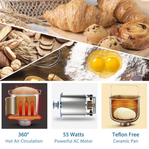  KBS Automatic Upgraded Bread Maker Machine, 19 Programs Including Gluten-Free Setting, 3 Crust Colors, 15 Hours Delay Time, 1 Hour Keep Warm, Easy Operation, 2 LB Large Capacity fo
