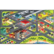 [아마존베스트]KC Cubs Playtime Collection Multicolored Polypropylene Road Map Educational Area Rug - 82 x 910