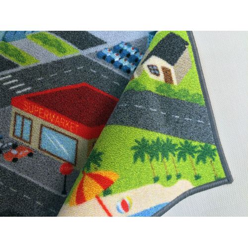  KC Cubs Playtime Collection Multicolored Polypropylene Road Map Educational Area Rug - 82 x 910
