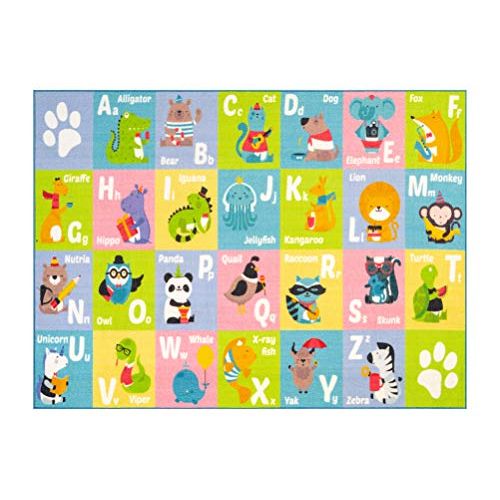  KC Cubs Kev & Cooper Playtime Collection ABC Alphabet Animal Educational Area Rug - 33 x 47