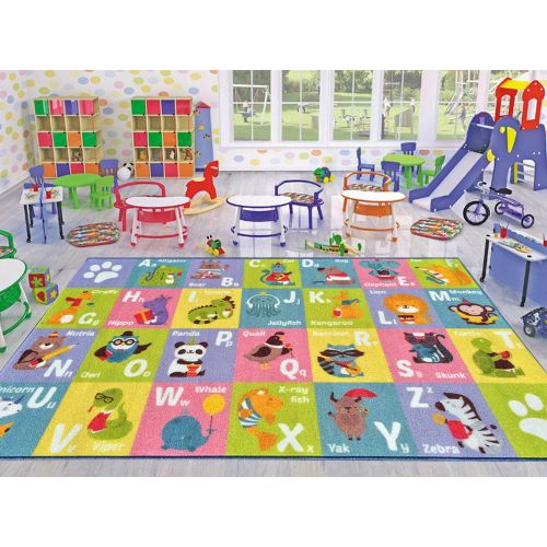  KC Cubs Kev & Cooper Playtime Collection ABC Alphabet Animal Educational Area Rug - 33 x 47