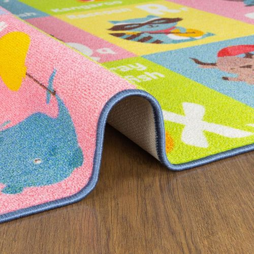  KC Cubs Kev & Cooper Playtime Collection ABC Alphabet Animal Educational Area Rug - 33 x 47