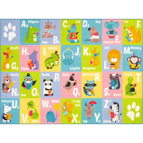  KC Cubs Kev & Cooper Playtime Collection ABC Alphabet Animal Educational Area Rug - 33 x 47