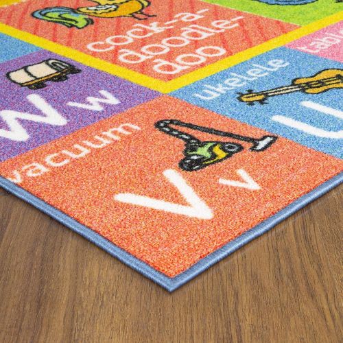  KC Cubs Playtime Collection ABC Alphabet with Old McDonalds Animals Educational Learning Area Rug Carpet for Kids and Children Bedrooms and Playroom - 3 3 x 4 7