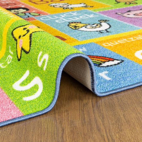  KC Cubs Playtime Collection ABC Alphabet with Old McDonalds Animals Educational Learning Area Rug Carpet for Kids and Children Bedrooms and Playroom - 3 3 x 4 7