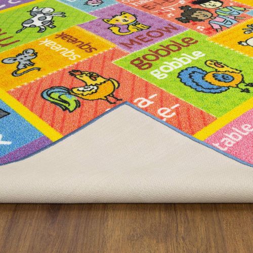  KC Cubs Playtime Collection ABC Alphabet with Old McDonalds Animals Educational Learning Area Rug Carpet for Kids and Children Bedrooms and Playroom - 3 3 x 4 7