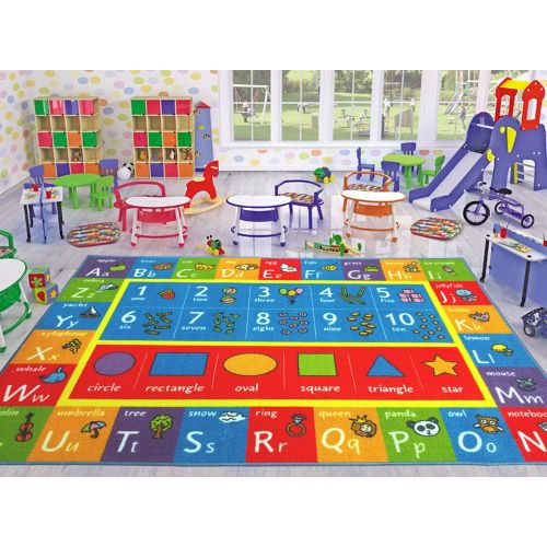  [아마존베스트]KC Cubs Kev & Cooper Playtime Collection ABC, Numbers and Shapes Educational Area Rug - 33 x 47