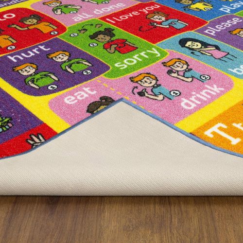  [아마존베스트]KC Cubs Playtime Collection ABC Alphabet ASL Sign Language Educational Learning Area Rug Carpet for Kids and Children Bedrooms and Playroom - 5 0 x 6 6