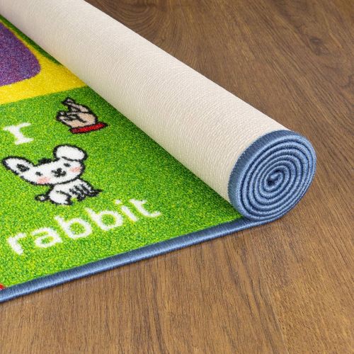  [아마존베스트]KC Cubs Playtime Collection ABC Alphabet ASL Sign Language Educational Learning Area Rug Carpet for Kids and Children Bedrooms and Playroom - 5 0 x 6 6