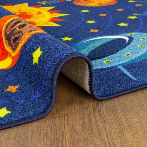  [아마존베스트]KC Cubs Playtime Collection Outer Space Safari Road Map Educational Learning & Game Area Rug Carpet for Kids and Children Bedrooms and Playroom