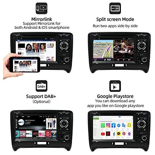  KC Navigation Joyx Android 10.0 Double DIN Car Radio Suitable for Audi TT 2006 2011 GPS Navigation Reversing Camera Canbus Free 2G + 32G 7 Inch Support Dab+ Steering Wheel Control 4G WiFi Carpla