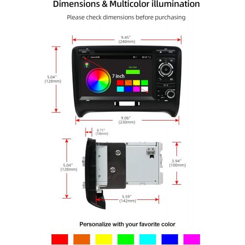  KC Navigation Joyx Android 10.0 Double DIN Car Radio Suitable for Audi TT 2006 2011 GPS Navigation Reversing Camera Canbus Free 2G + 32G 7 Inch Support Dab+ Steering Wheel Control 4G WiFi Carpla