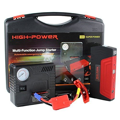  K-Cliffs Powerful Jump Starter Portable Large Capacity 600A Peak 16800mAh Emergency Power Bank Phone Battery Charger LED Light Safety Hammer Cutter Tire Compressor Air Pump