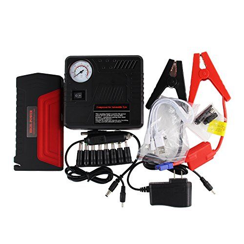  K-Cliffs Powerful Jump Starter Portable Large Capacity 600A Peak 16800mAh Emergency Power Bank Phone Battery Charger LED Light Safety Hammer Cutter Tire Compressor Air Pump