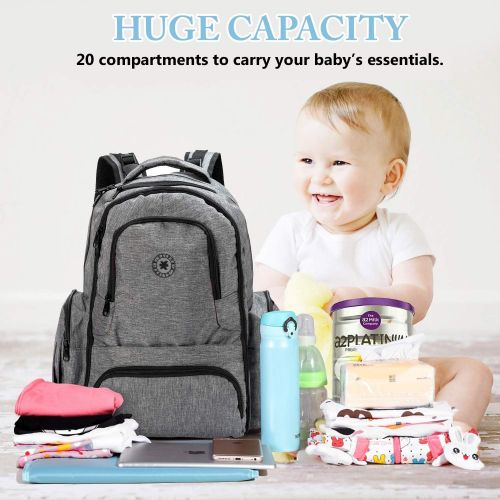  K-Cliffs Diaper Backpack Quality Baby Changing Bag for Moms & Dads w/Cell Phone Pocket