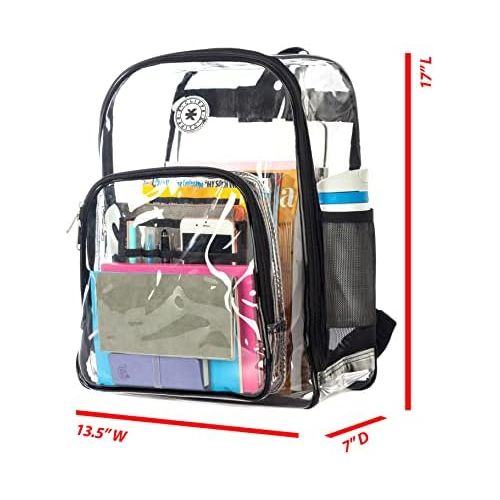  K-Cliffs Heavy Duty Clear Backpack Quality See Through Student Bookbag Durable PVC Travel Transparent Workbag Stadium Security Bag