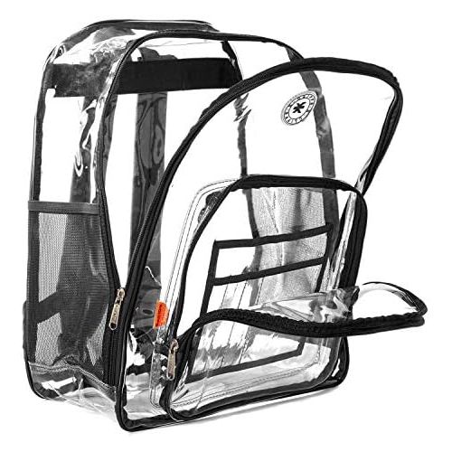  K-Cliffs Heavy Duty Clear Backpack Quality See Through Student Bookbag Durable PVC Travel Transparent Workbag Stadium Security Bag