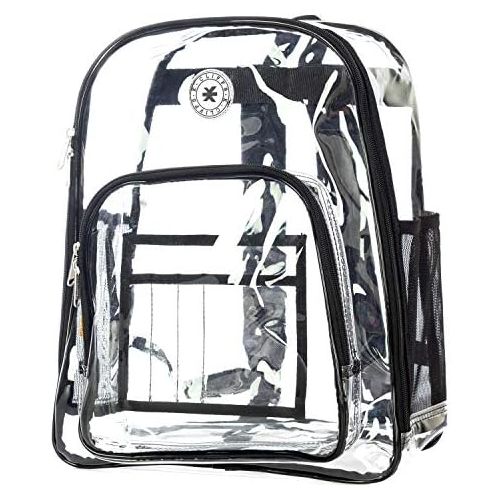  K-Cliffs Heavy Duty Clear Backpack Quality See Through Student Bookbag Durable PVC Travel Transparent Workbag Stadium Security Bag