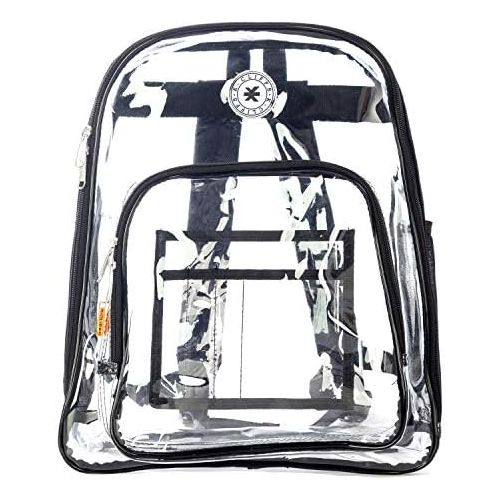  K-Cliffs Heavy Duty Clear Backpack Quality See Through Student Bookbag Durable PVC Travel Transparent Workbag Stadium Security Bag