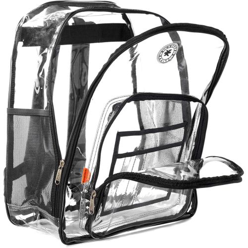  K-Cliffs Heavy Duty Clear Backpack Quality See Through Student Bookbag Durable PVC Travel Transparent Workbag Stadium Security Bag