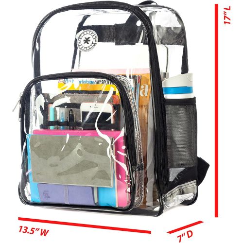  K-Cliffs Heavy Duty Clear Backpack Quality See Through Student Bookbag Durable PVC Travel Transparent Workbag Stadium Security Bag