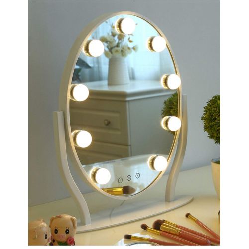  KCoob Makeup Mirror Vanity Mirror Magnification Large Round Makeup Cosmetic Mirror Table Stand Black White (Color : White)