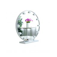 KCoob Makeup Mirror Vanity Mirror Magnification Large Round Makeup Cosmetic Mirror Table Stand Gold White (Color : White)