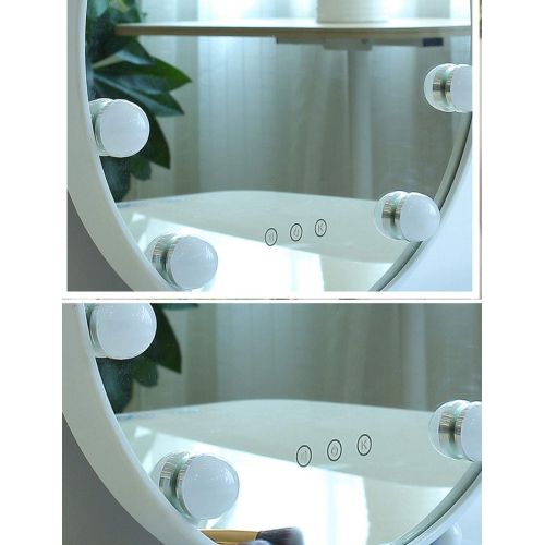  KCoob Makeup Mirror Vanity Mirror Magnification Large Round Makeup Cosmetic Mirror Table Stand Gold White (Color : White)