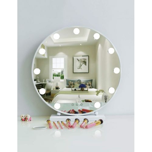  KCoob Makeup Mirror Vanity Mirror Magnification Large Round Makeup Cosmetic Mirror Table Stand Gold White (Color : White)