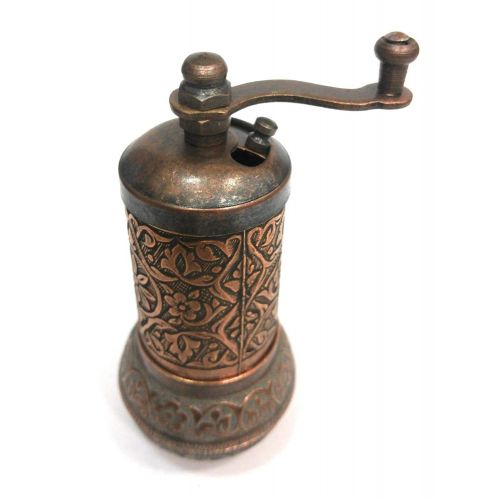  KD Oriental Antique Copper Pepper Mill/Salt Mill/Spice Mill Design Baharat Degir meni/This high-quality metal Cast Alloy/11cm Height, Diameter: 5cm, 4cm