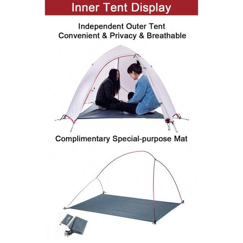  KD Camping-Zelt, Outdoor-Camping 20D Silikon Ultra Light wasserdicht gepolstert 2-3 Personen Beach Camping Einzel-Aluminium-Pole-Camping-Zelt