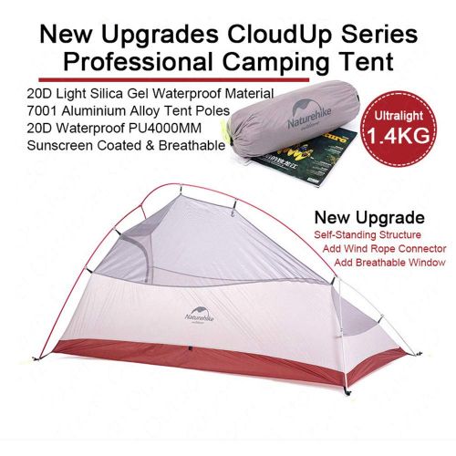  KD Camping-Zelt, Outdoor-Camping 20D Silikon Ultra Light wasserdicht gepolstert 2-3 Personen Beach Camping Einzel-Aluminium-Pole-Camping-Zelt