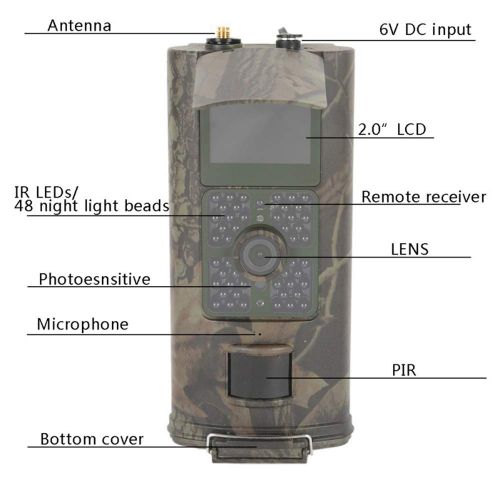  KD Hunting Camera 16MP 1080p, no Glowing Night Vision Game Camera up to 16.6 cm, Waterproof Wildlife Hunting Camera